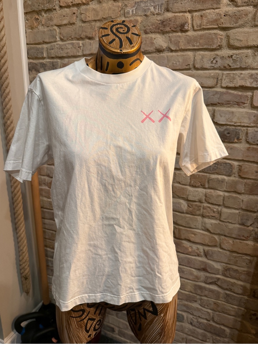 White kaws/warhol Tee with Pink XX Detail s